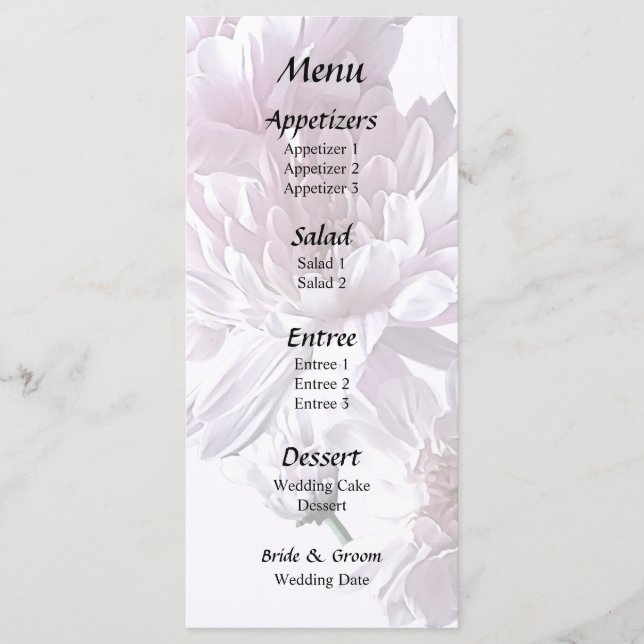 Pink Chrysanthemum Heart Menu (Front)