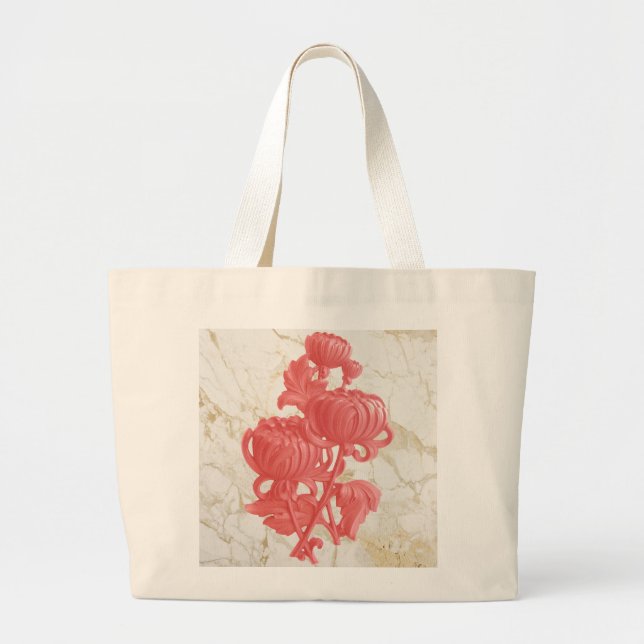 Pink Chrysanthemum Large Tote Bag (Front)
