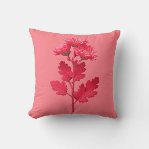 Pink Chrysanthemum Throw Pillow