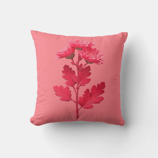 Pink Chrysanthemum  Throw Pillow (Front)
