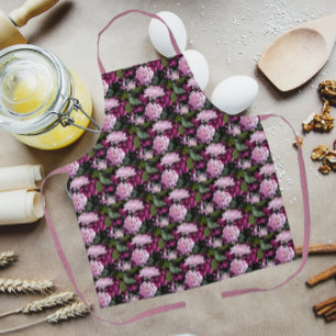 Pink Chrysanthemums Floral Pattern Apron