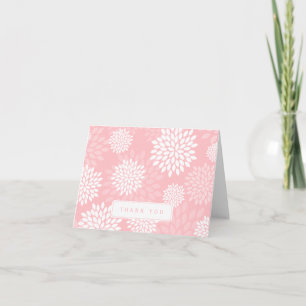 Pink Chrysanthemums Floral Pattern Thank You Card