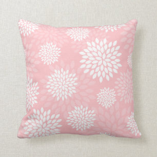 Pink Chrysanthemums Floral Pattern Throw Pillow
