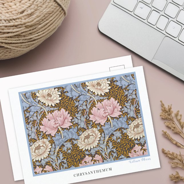 Pink Chrysanthemums Floral William Morris Postcard (Creator Uploaded)