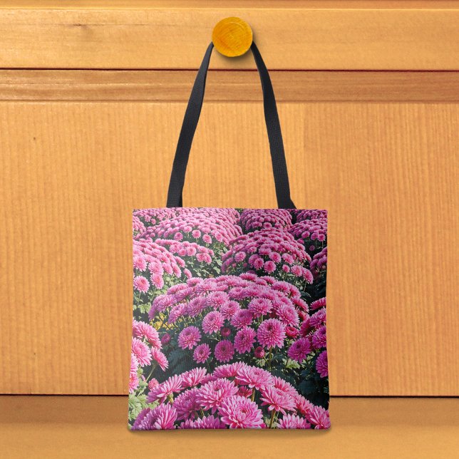 Pink Chrysanthemums Tote Bag (Tote bag with pink chrysanthemums)