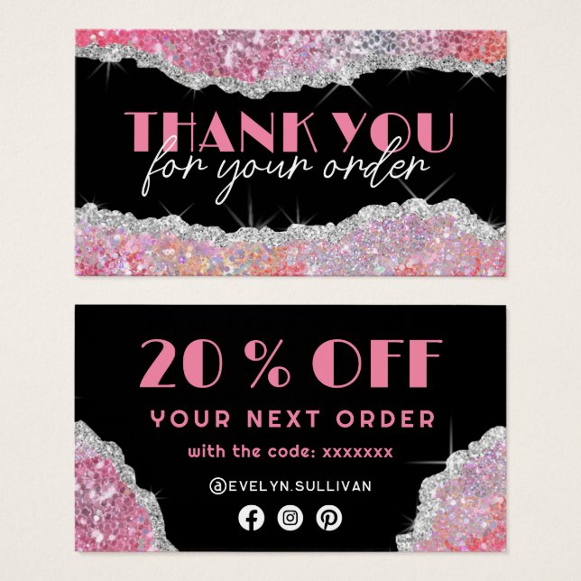 Pink chunky glitter discount card (Front & Back)