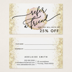 pink circle design referral card