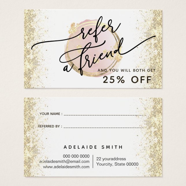 pink circle design referral card (Front & Back)