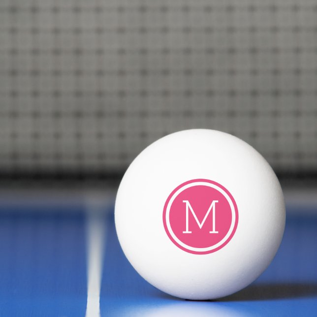 Pink Circle Monogram Personalized Ping Pong Ball (Net)