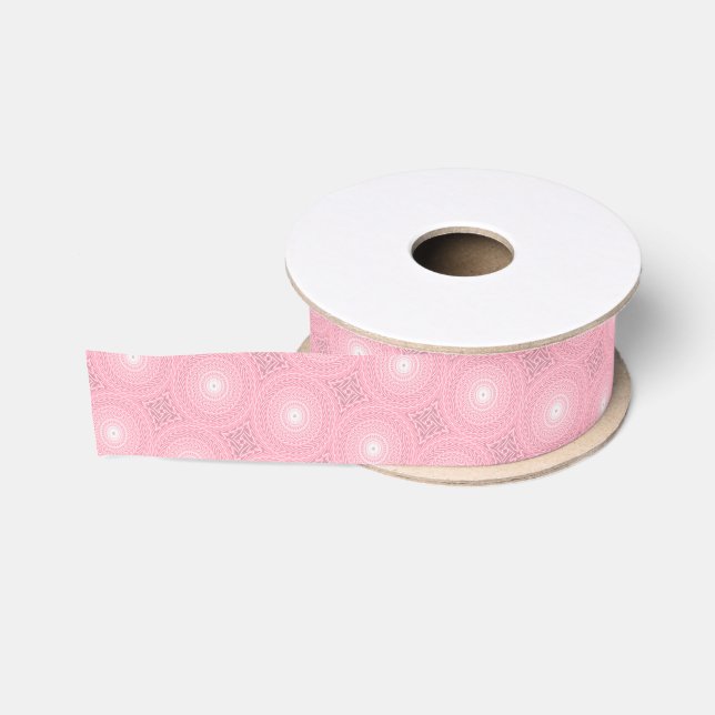 Pink circles pattern grosgrain ribbon (Spool)