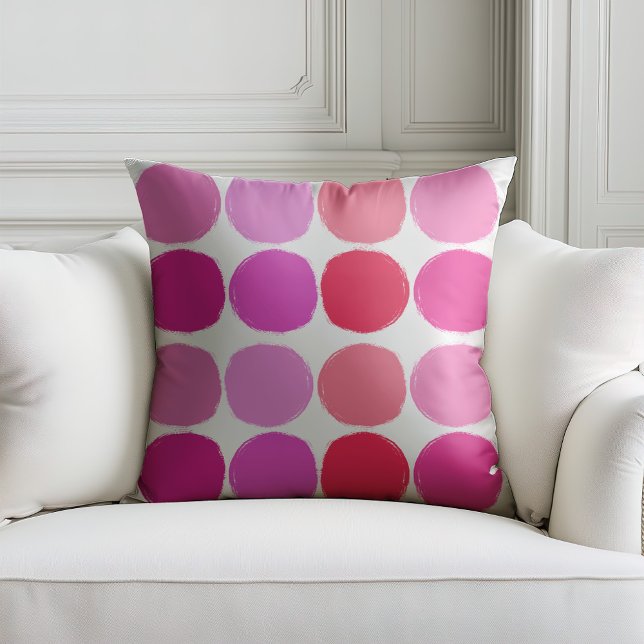 Pink circles print  throw pillow (Creator Uploaded)