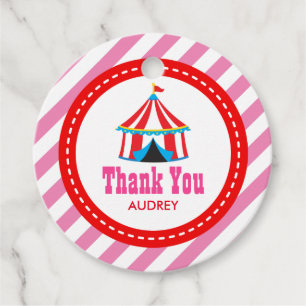 Pink Circus Carnival Birthday Baby Shower Favour Tags