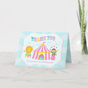 Pink Circus Carnival Personalized Thank You Card