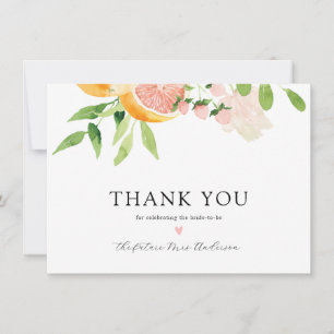 Pink Citrus Bridal Shower Thank You Card