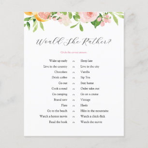 Pink Citrus Bridal Would She Rather Game