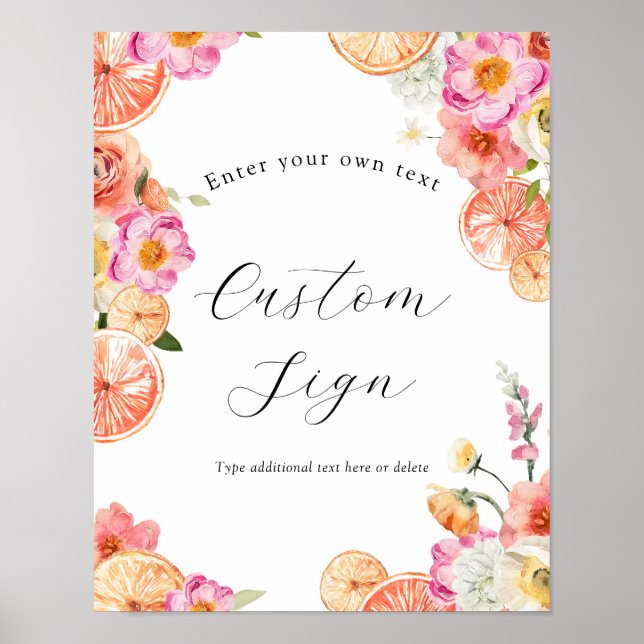 Pink Citrus Flowers Custom Text Sign (Front)
