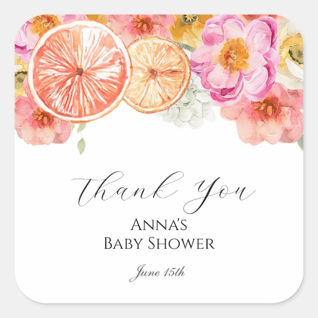 Pink Citrus Flowers Thank You Favour Tag (Front)