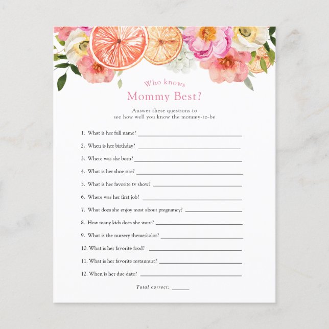 Pink Citrus Flowers Who Knows Mommy Best (Front)