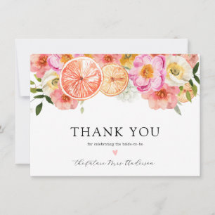 Pink Citrus FlowersBridal Shower Thank You Card