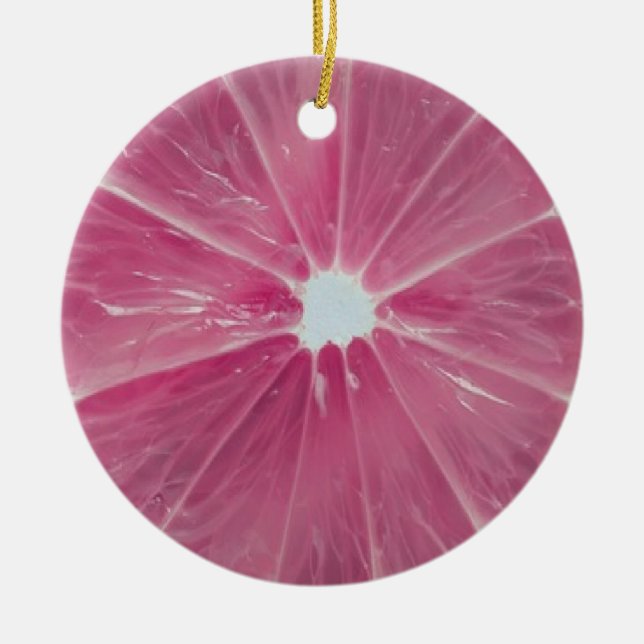 Pink citrus fruit earrings ceramic ornament (Front)
