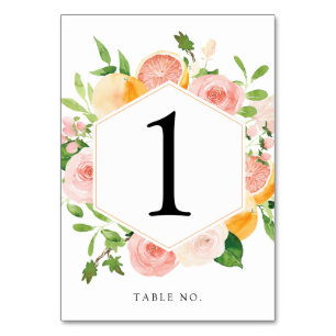 Pink Citrus Fruit Table Number