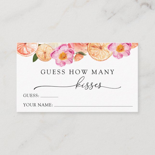 Pink Citrus Guess How Many Kisses Enclosure Card (Front)