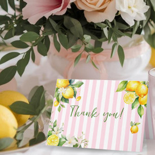 Pink Citrus Lemons Baby Shower Thank You Card