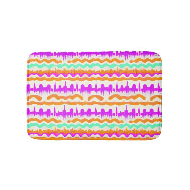 Pink City Urban Mural Graffiti Street Art Pattern Bath Mat (Front)