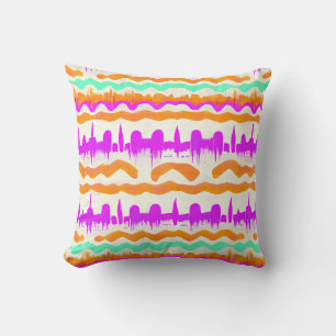 Pink City Urban Mural Graffiti Street Art Pattern Throw Pillow