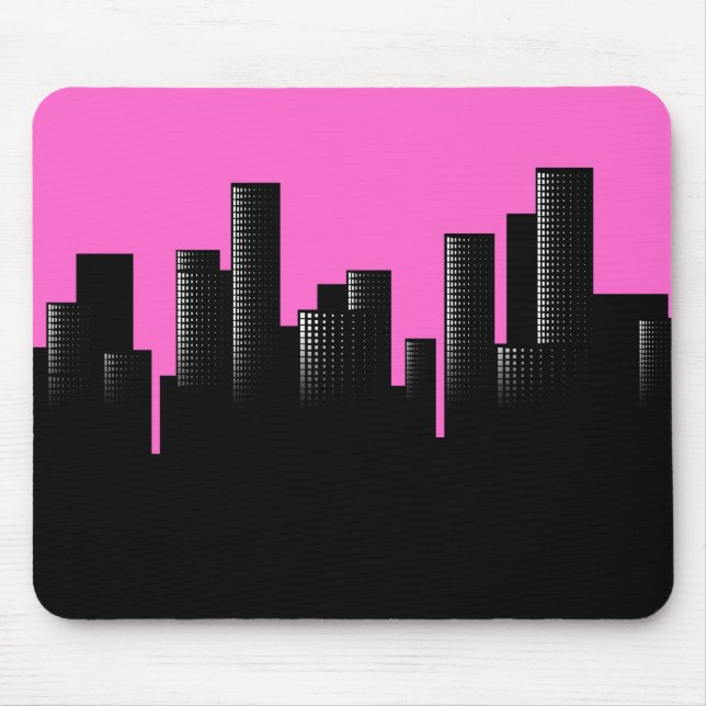 pink cityscape mouse pad (Front)
