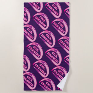 Pink Civil Engineer Beach Towel
