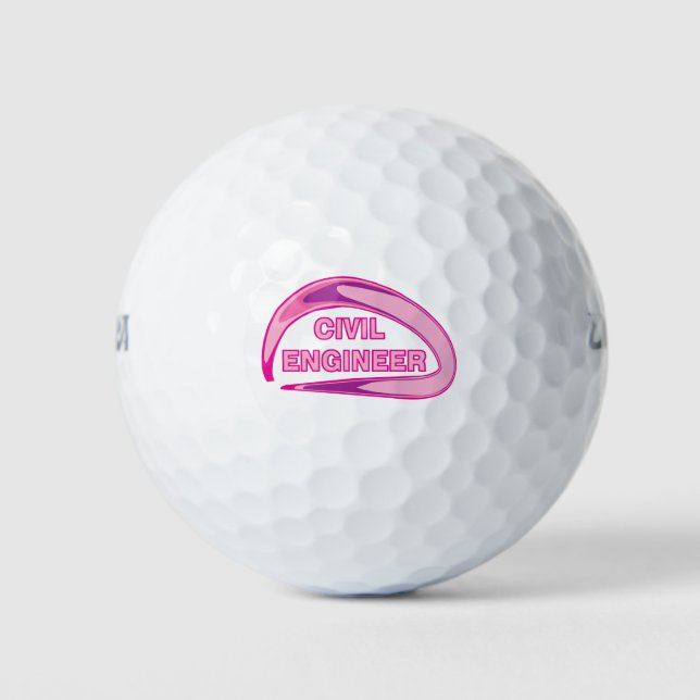 Pink Civil Engineer Golf Balls (Front)