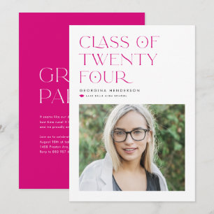 Pink Class of 2024 Modern Minimalist Graduation Invitation