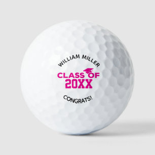 Pink Class of 2025 Graduation Custom Name & Text Golf Balls
