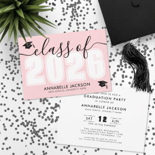 Pink Class Of 2025 Graduation Party Invitation