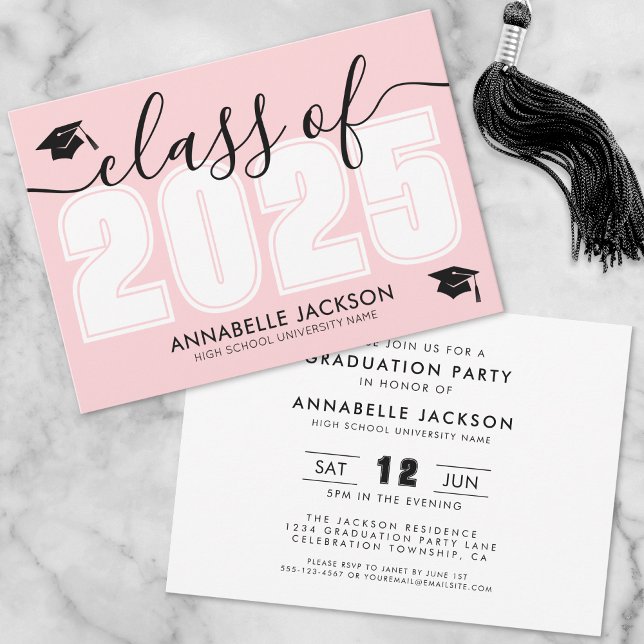 Pink Class Of 2025 Graduation Party Invitation (Pink Class Of 2025 Graduation Party Invitation)