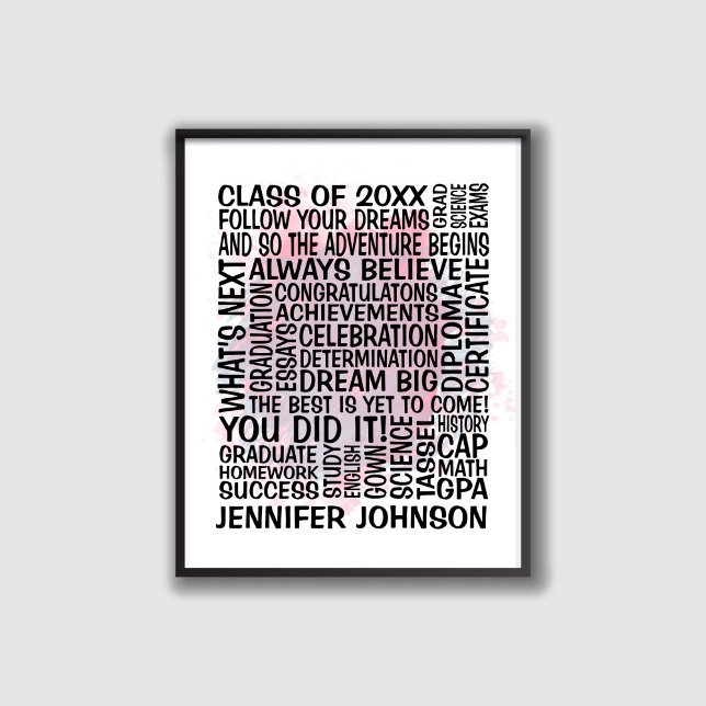Pink Class of 20xx Graduation Typography Poster (Creator Uploaded)