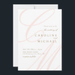 Pink Classic Elegance calligraphy monogram wedding Invitation<br><div class="desc">Modern classic minimalist wedding invitations feature elegant calligraphy couple monogram and timeless serif font event details in colour editable blush pink, gold and white, with couples photo on the back, simple and sophisticated, Great for formal vintage wedding, romantic traditional wedding, modern classic wedding in all seasons. See all the matching...</div>