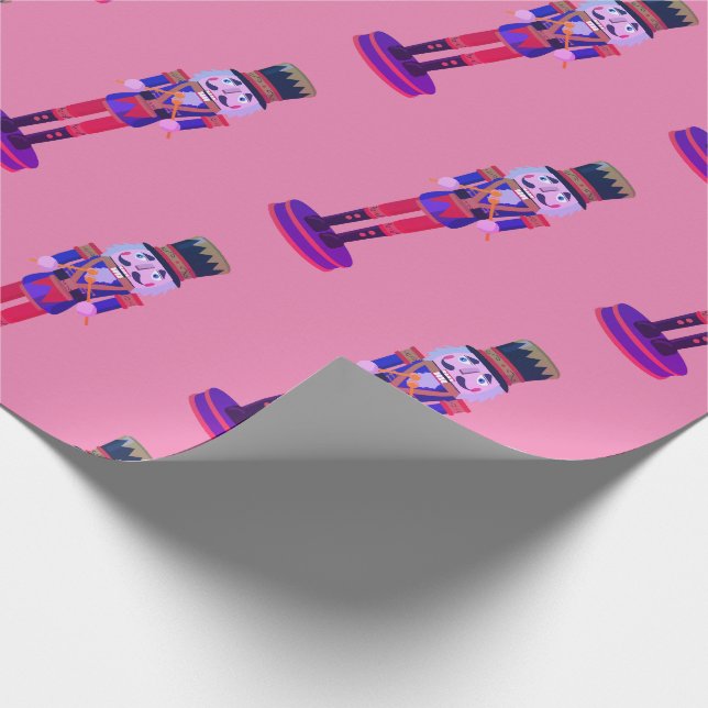 Pink Classic Nutcracker Soldiers Wrapping Paper (Corner)