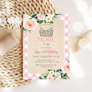 Pink Classic Picnic Birthday Invitation