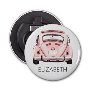 Pink Classic Vintage Buggy Bug Car Personalized Bottle Opener