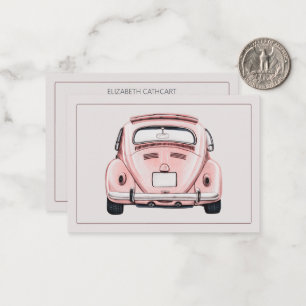 Pink Classic Vintage Buggy Bug Car Personalized Card