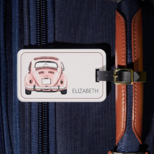 Pink Classic Vintage Buggy Bug Car Personalized Luggage Tag