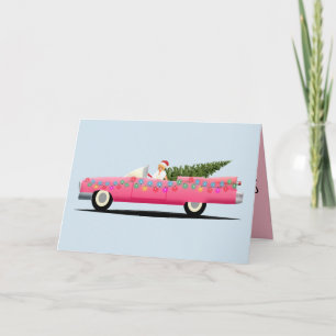 PINK CLASSIC VOITURE CLASSIQUE NOËL Cartes de voeu