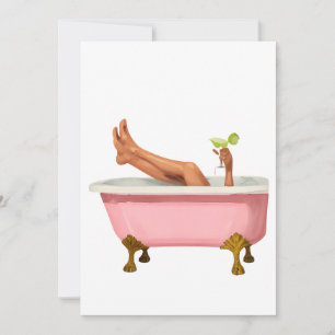 Pink Clawfoot Bathtub Art Print – Glam Self Care W Invitation