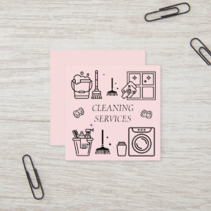 Pink Cleaning Services Commercial Domestic  Square Business Card