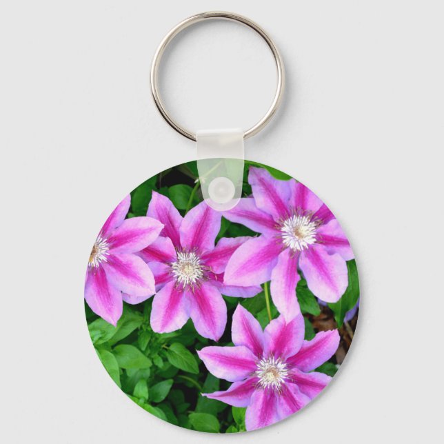 Pink Clematis  and wild Oregano Keychain (Front)