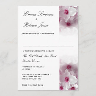 Pink Clematis - Civil Partnership Invitation