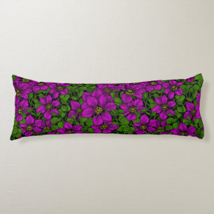 Pink Clematis vine Body Pillow