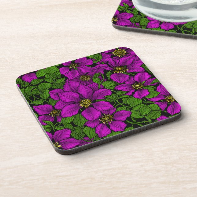 Pink Clematis vine Coaster (Left Side)